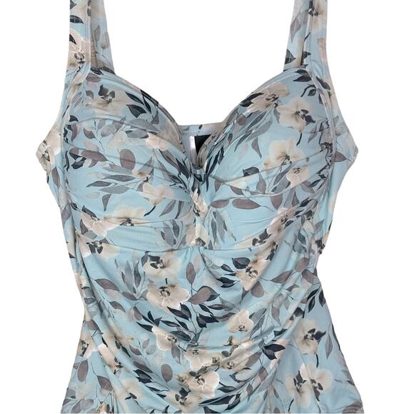 Niptuck Boho Bloom Porcelain Twist One Piece Swimsuit - FLORAL CREAM MINT - Picture 7 of 11